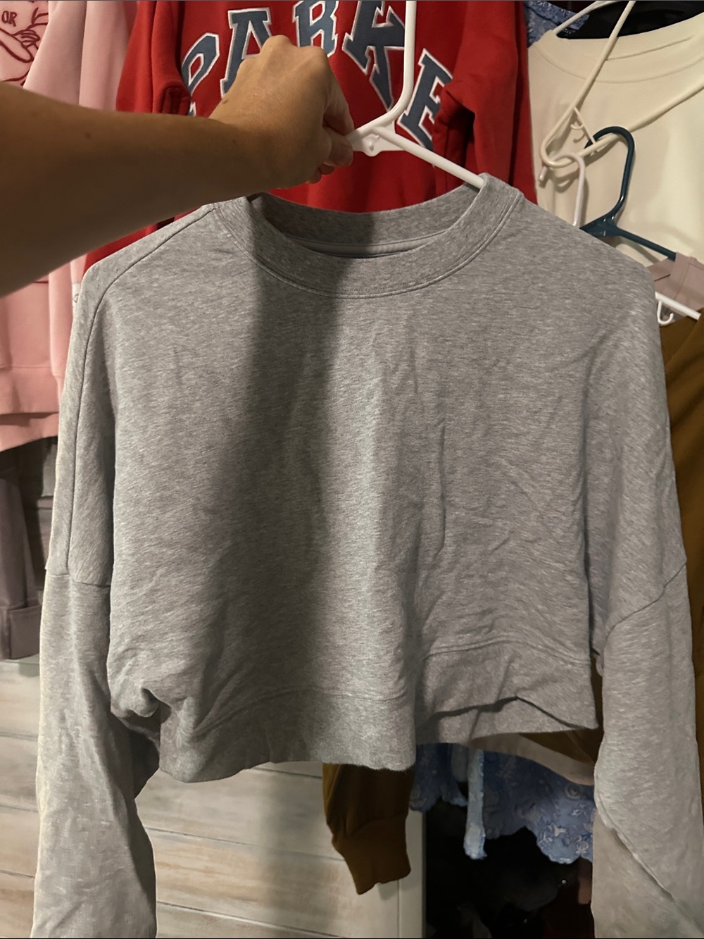 ALO YOGA Grey Cropped Crewneck Sweatshirt - Picture 2 of 5